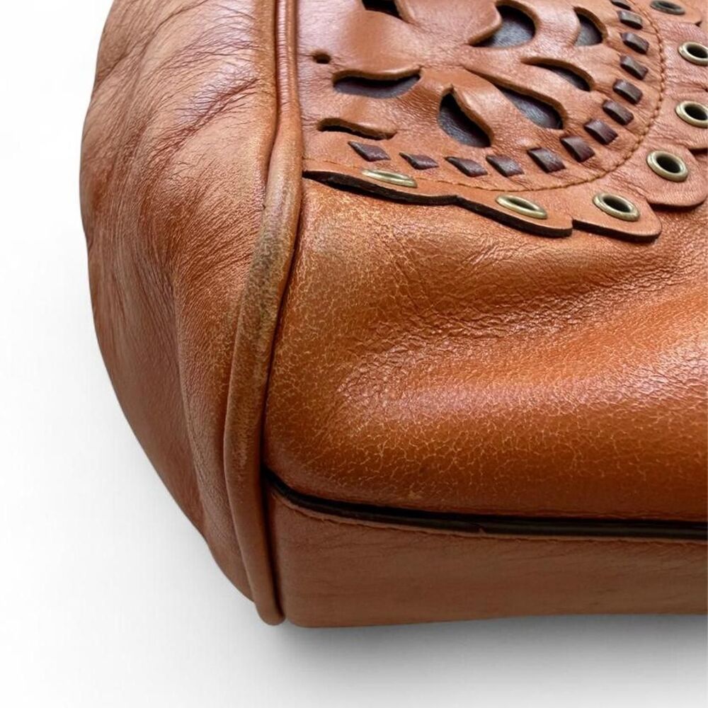 Vintage Y2K Hype Tan Leather Buckle Shoulder Bag - Picture 8 of 8